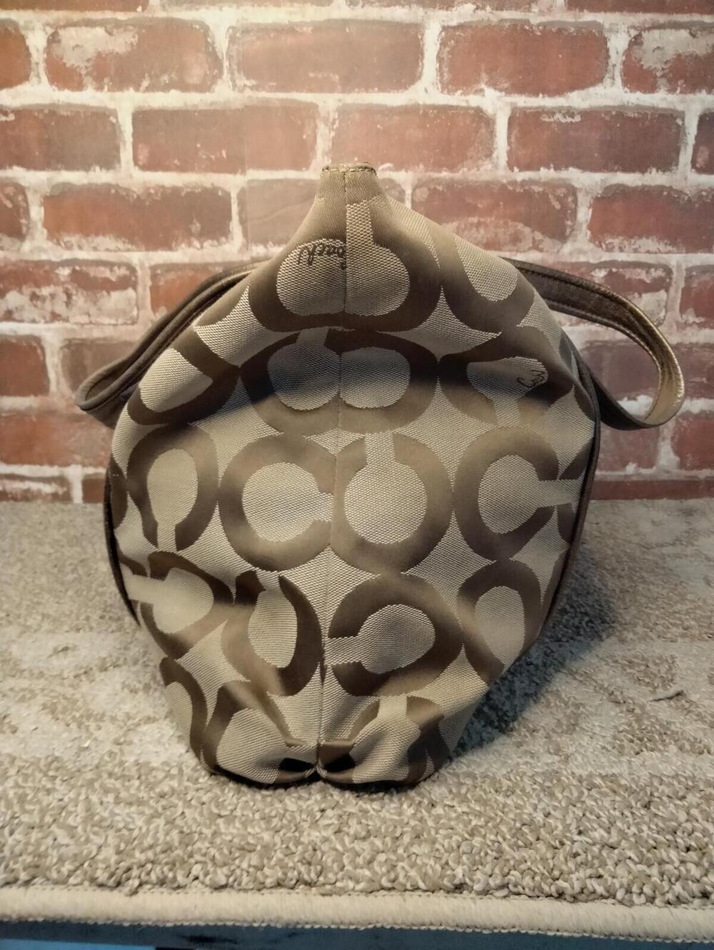 Coach Poppy 13826 Tote Op Art Glam Tote Beige Gold Handbag - Picture 4 of 9